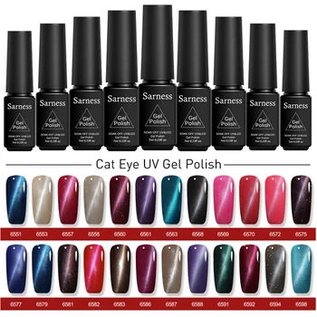 

Sarness Magnetic 3D Cat's Eye Gel Varnishes French UV Gel Nail Polish Soak Off Nails Art Color Gel Paint Glitter Nail Stickers
