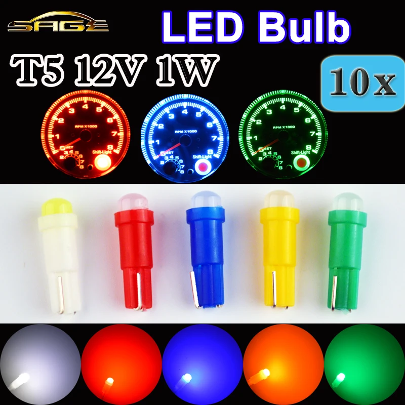 

flytop T5 LED 10 PCS in One Lot SMD Bulb Ceramic Dashboard Gauge Instrument Auto Light Car Lamp DC12V