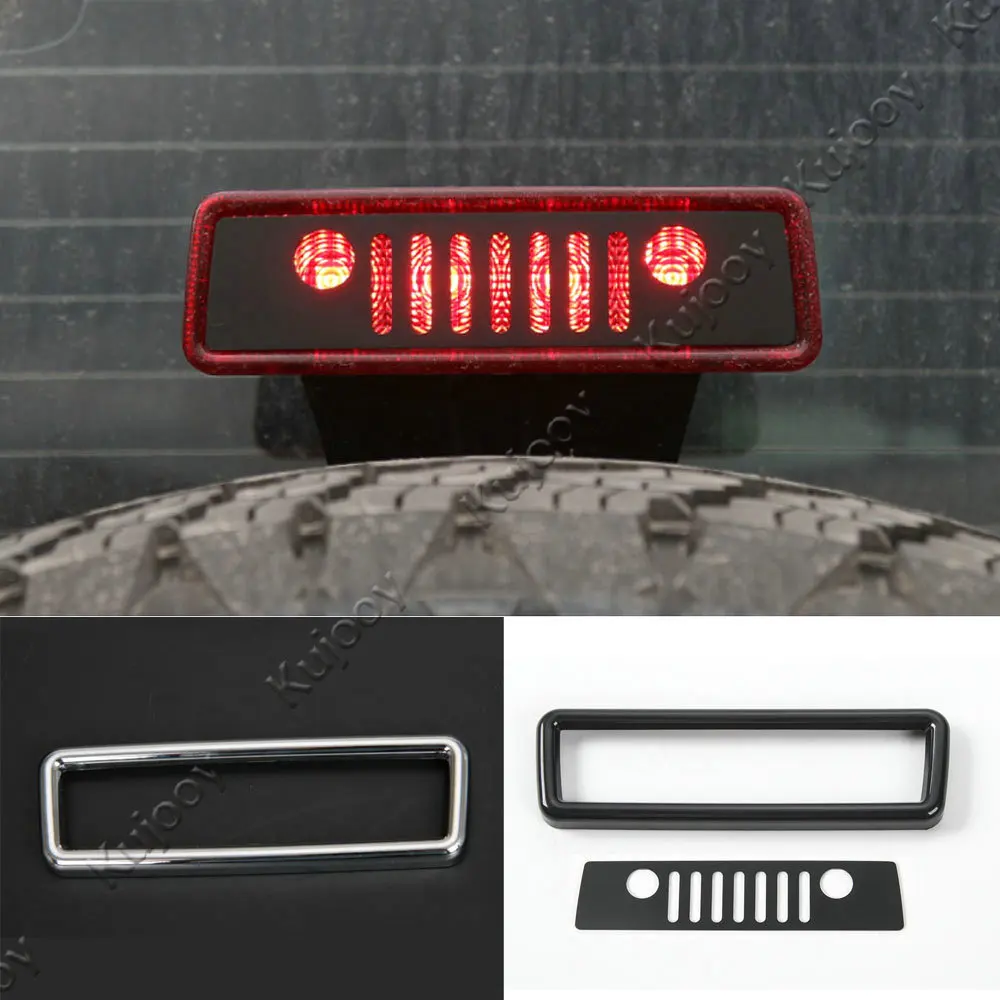Silver ABS Rear High Position Brake Lights Cover Trim Frame for Jeep
