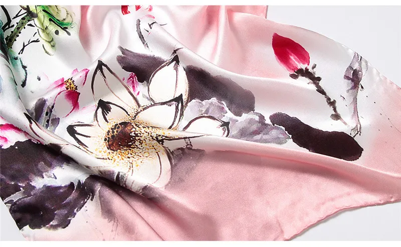 Butterfly Print Silk Scarf Spring Pure Silk Scarf Shawl Hand-rolled Edges Natural Silk Scarf Women Fashion Scarves Wraps