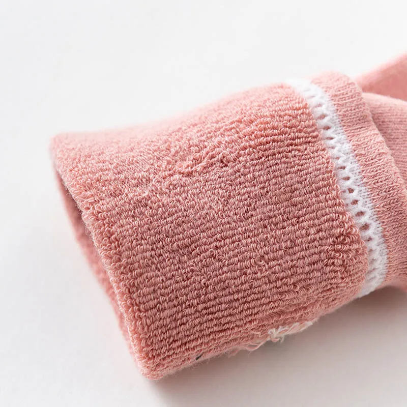 Мягкие хлопковые детские зимние носки для новорожденных Нескользящие гольфы для маленьких девочек Теплые и утолщенные детские махровые носки