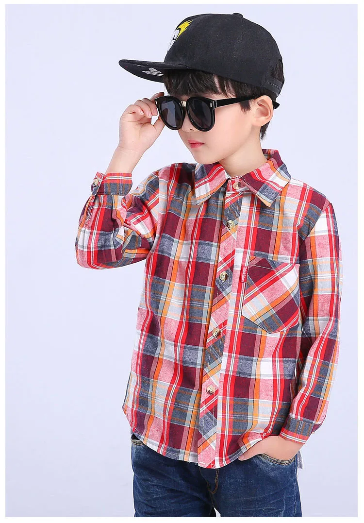 fashion child baby big boy shirt long sleeve spring 2018 plaid tops children school clothing cotton kids school shirts for boys blouses clothes 5 6 7 8 9 10 11 12 13 14 15 years little big teenage boys baby shirt teenage tops clothing (12)