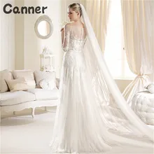 Каннер простая дешевая 3м белая Lvory свадебная вуаль голова вуаль 2 слоя Свадебные аксессуары для вуалей Лидер продаж