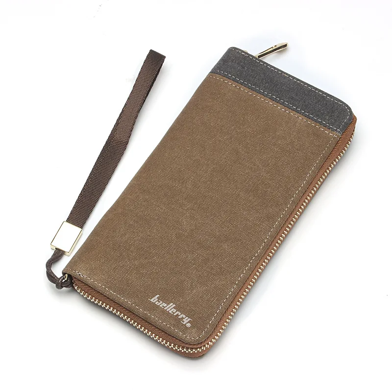 

Men Canvas Zipper Long Wallet Male Big Card Holder Purse Phone Money Bag Clutch Wristlet Walet Portomonee