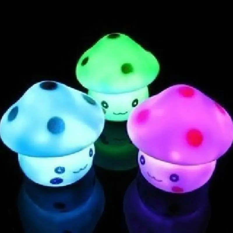 

LED Night Light Colorful Mushroom Warm LED Night Light button switch Room Desk Bedside Lamp for mommy lactation Baby Kids Gifts