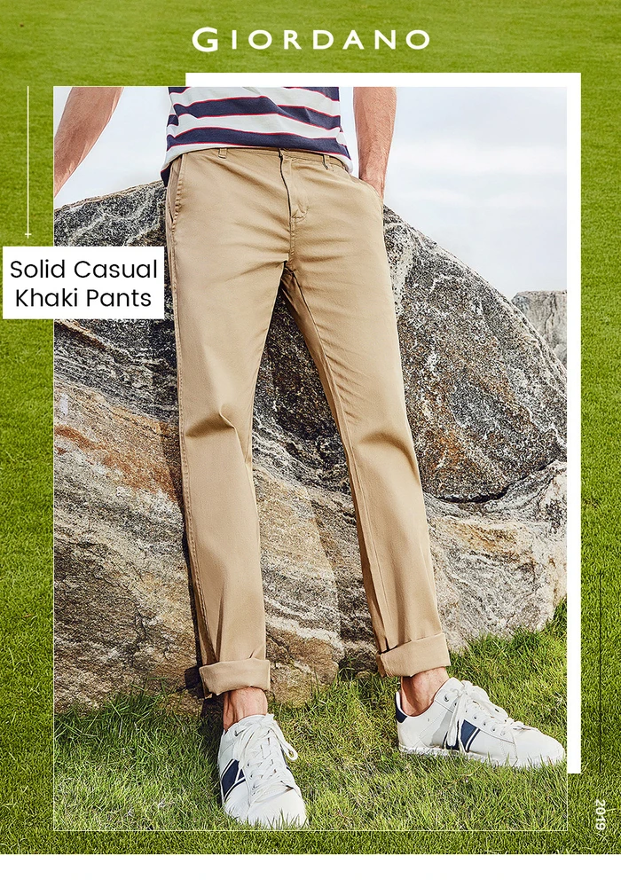 Giordano стрейчевые брюки хаки зауженная версия slim fit,выполнены из хлопка и спандекса,и имеют три цветовых решения