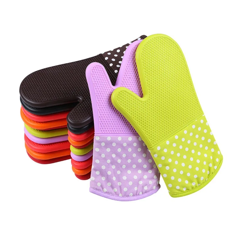 13 Inch Heat Resistant Cotton Silicone Oven Mitts Non Slip Kitchen