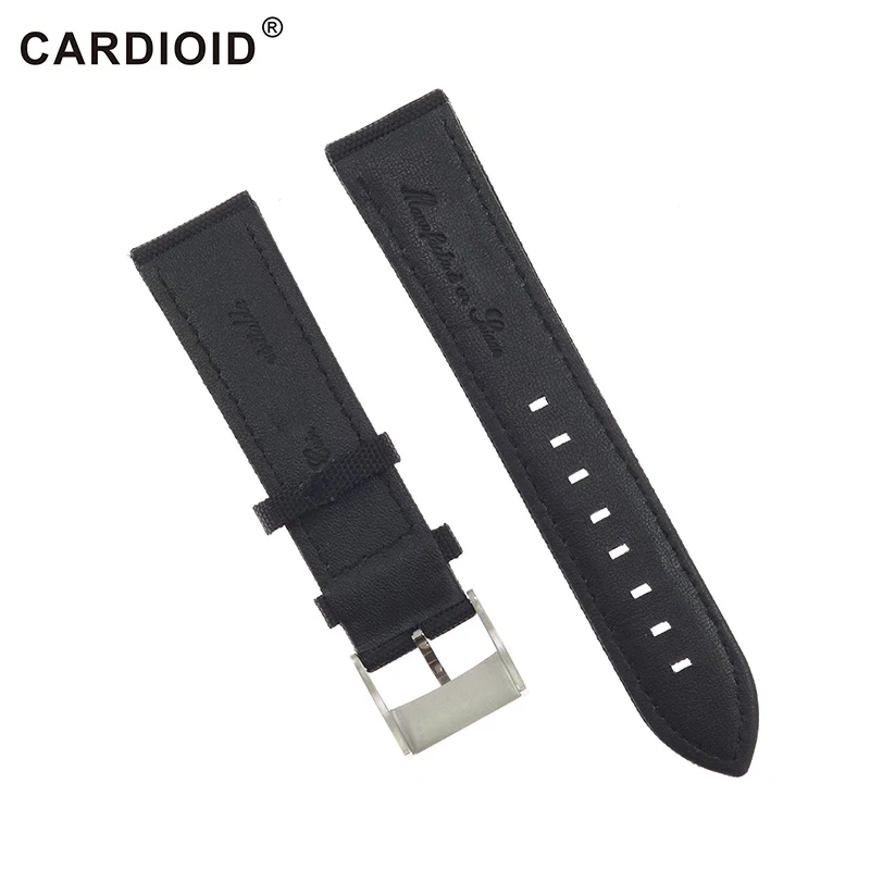 

22mm Canvas & Cow Leather Watchbands Genuine Leather Watch Strap Stainless Steel Clasp Watch Accessories For Breitling Navitimer