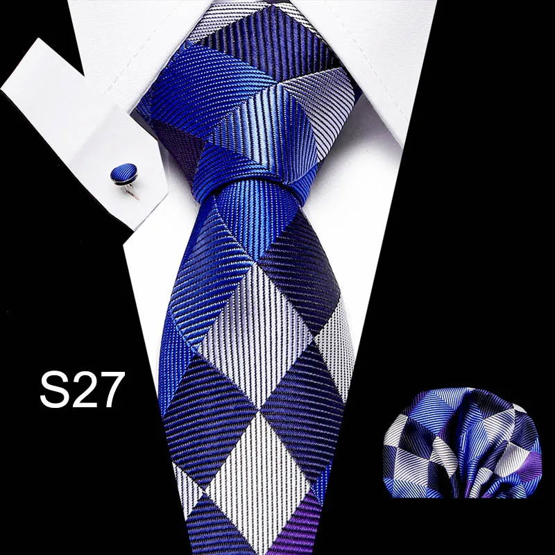 Мужские галстуки цвета красного вина с цветочным узором Пейсли Шелковый жаккардовый галстук Hanky запонки набор мужской бизнес подарок галстуки для мужчин - Цвет: S27