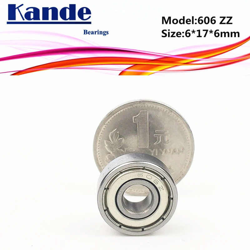 Kande подшипники 606 10 шт. ABEC-1 606ZZ ABEC-3 606ZZ 10 шт. ABEC-5 P5 606 ZZ Миниатюрный шариковый подшипник с глубоким жёлобом 6x17x6 мм