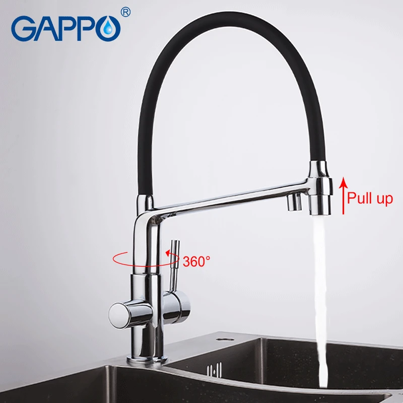 Смеситель Gappo с фильтром для воды, система питьевой воды, кухонный смеситель на бортике, смеситель для холодной и горячей воды с одним отверстием, латунный кухонный смеситель
