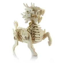 3D деревянные головоломки животных Дракон Кирин игрушки DIY раскраска Развивающие игрушки для детей детские подарки дракон и Феникс головоломка