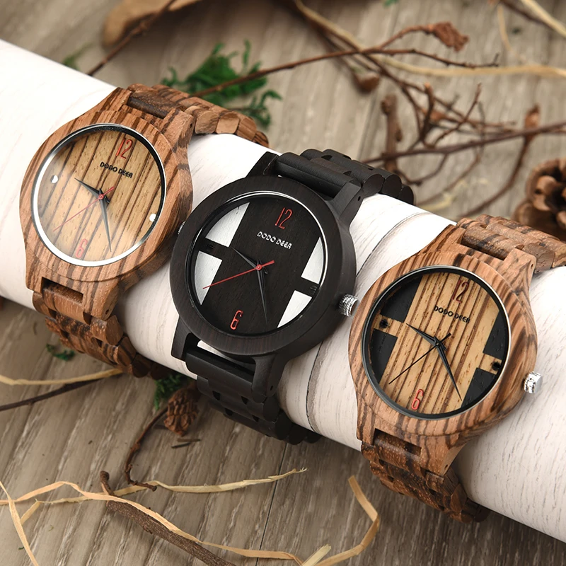 

DODO DEER Charm Wood Watch 6 and 12 o'clock Dial Display Men Wooden Band Custom Logo Japan 2035 Quartz relogio masculino OEM A15