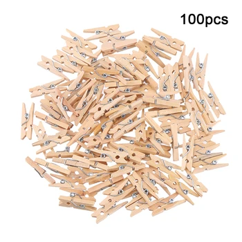 

Wooden 100Pcs/lot Mini Clips Natural Clothes Pin Photo Paper Peg Clothespin Craft Clips