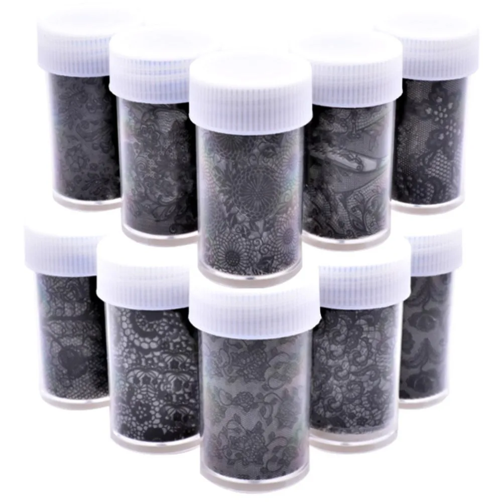 

10pc/lot Nail Art Transfer Foil Rolls Flower Laser Lace Designs Nail Sticker Decoration Decals Styling Craft Manicure Nail Tools