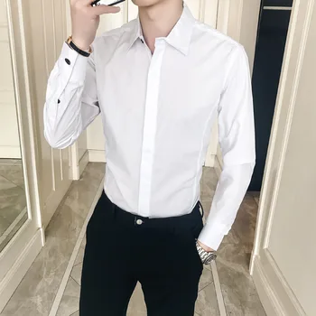 

Men Shirt Nice Spring New Brand Business Men Slim Fit Dress Shirt Male Long Sleeves Casual Shirt Camisa Masculina Size M-2XL