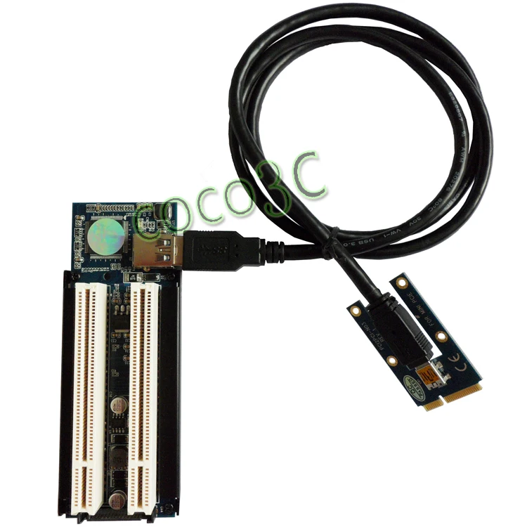 Half size / Full size Mini PCIe To 2 PCI 32bit slots adapter mini pci e ...