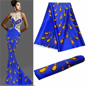 

Softly stretch satin silk fabric hot selling african Soft Silk wax pattern printed nigerian design satin fabric for dress 30