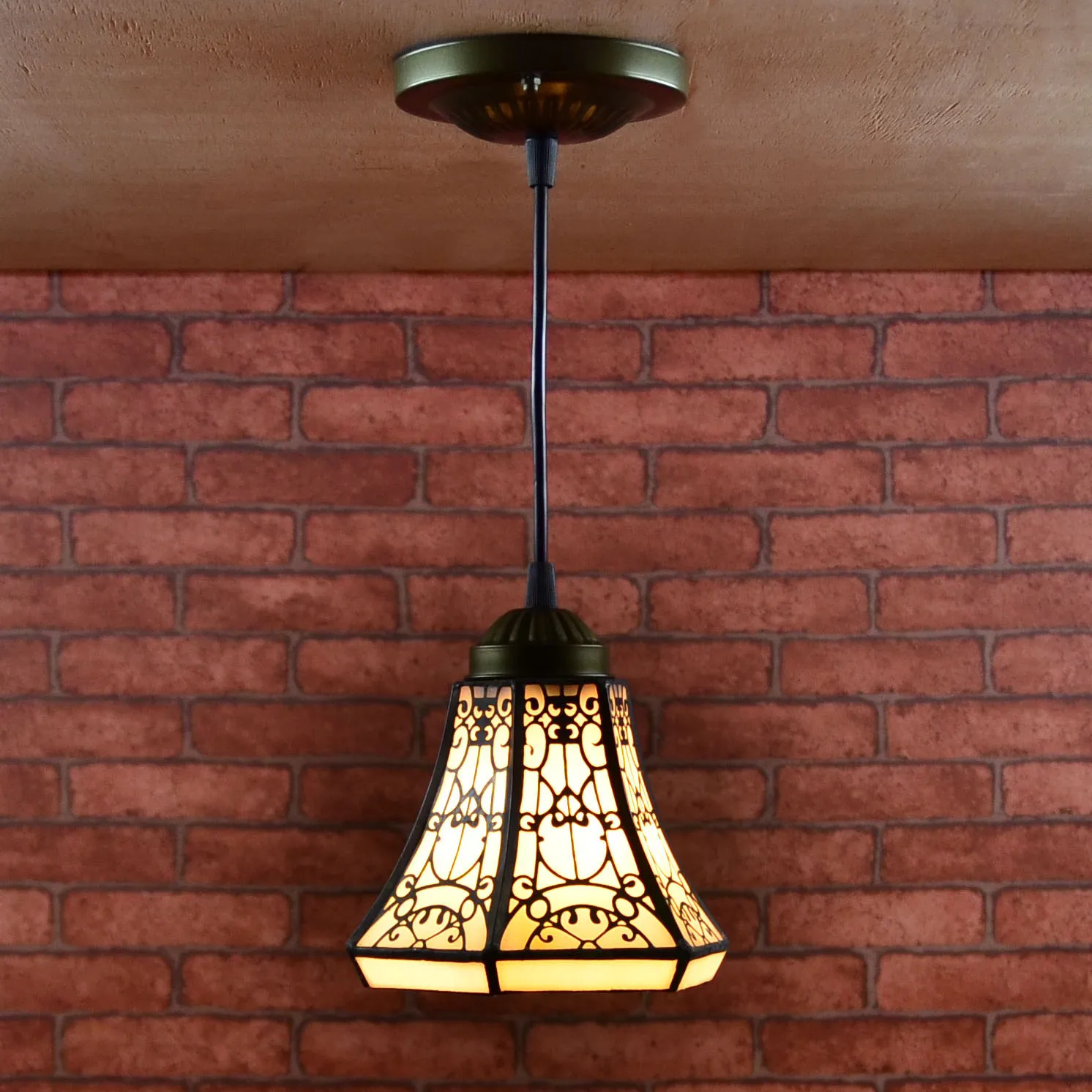 

European Tiffany Style Retro Stained Glass Pendant Light Balcony Aisle Porch Corridor Small Bathroom Hanging Lamp scandinavian