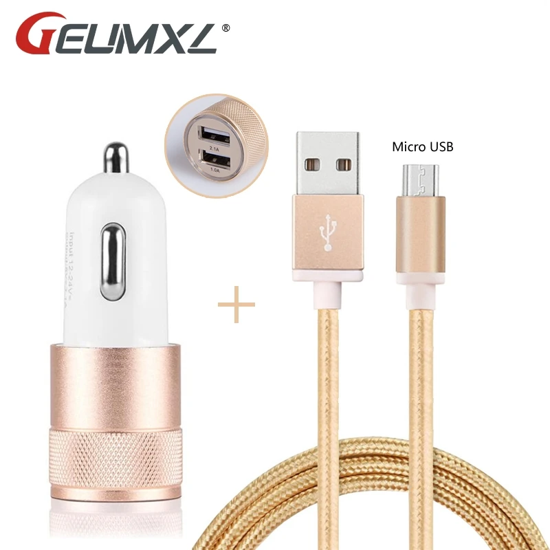 

Dual USB Car Charger Power Adapter + Micro USB 2.0 Charging Data Cable for BQ Aquaris M8, U Plus, U Lite, U M10 Ubuntu Edition