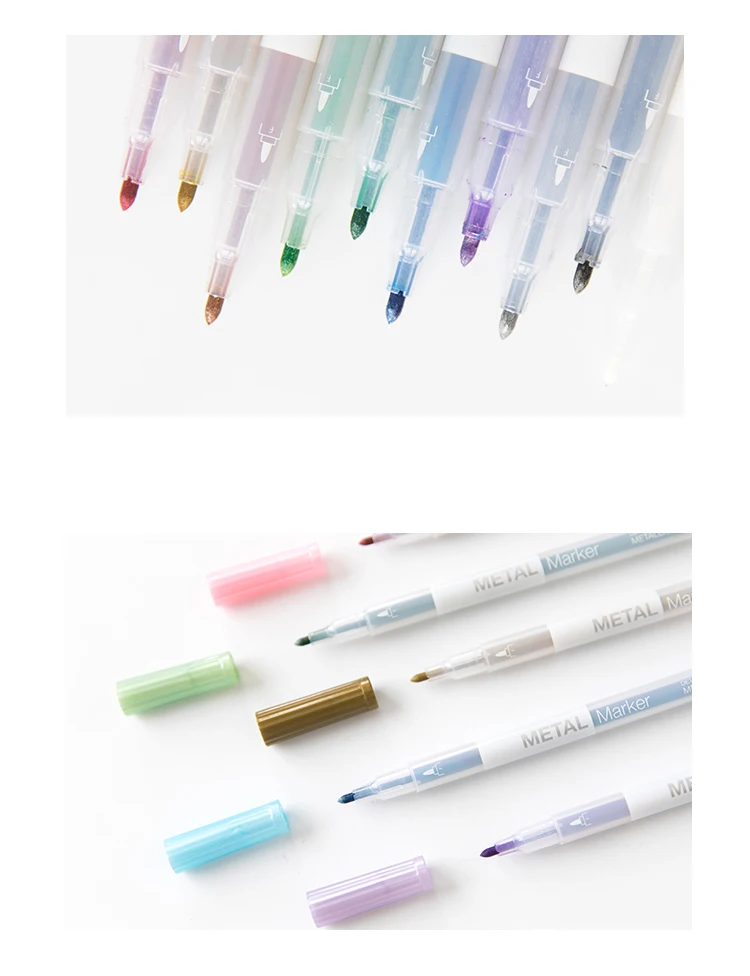 10 шт./лот Металл водостойкие перманентные Маркеры Ручка 1 мм кисть для эскиза ручка для рисования манга дизайн школы художественные