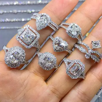

Multi Style Luxury Jewelry 925 Sterling Silver White 5A Cubic Zirconia Women Wedding Engagement Band Ring For Lovers' Gift