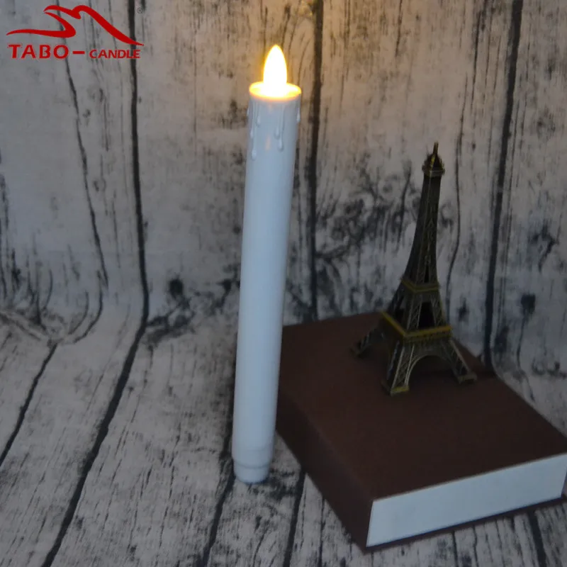 Image 2AA Battery (not Included) 1pc Flameless Wax Dripped Moving Wick LED Taper Candle for Indoor Window Christmas Bar Table Decor