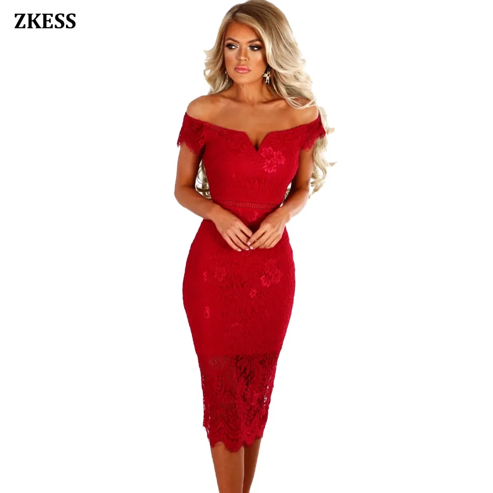 Red-Lace-Bardot-Midi-Dress-LC61975-3-1 