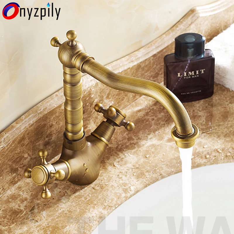Modern-European-Antique-Brass-Bathroom-Sink-Faucet-Pastoral-Single-Handle-360-Degree-Rotating-Mixer-Tap (2)
