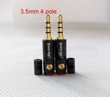 50 set free shipping 3 5mm 4 pole Plug Male Headphone Jack for shure Audio Connector 4mm Cable Adapter