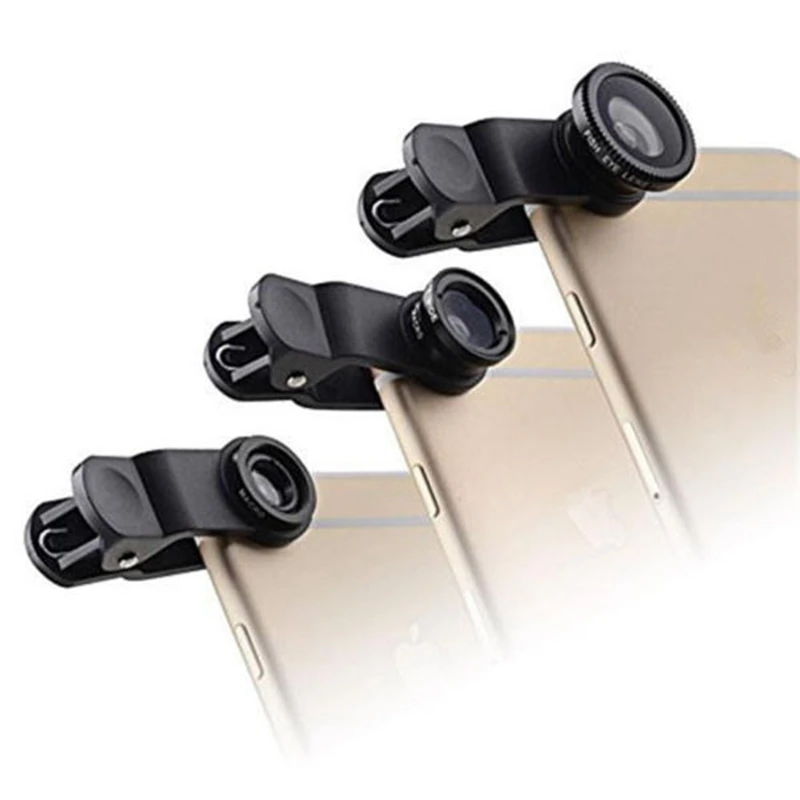 Universal 3 in1 Glass Fisheye Fish Eye Lens Wide Angle Macro Mobile Phone Clip On Camera Lens Kit For iPhone ipad Smart Phone Universal 3 in1 Glass Fisheye Fish Eye Lens Wide Angle Macro Mobile Phone Clip On Camera Lens Kit For iPhone ipad Smart Phone
