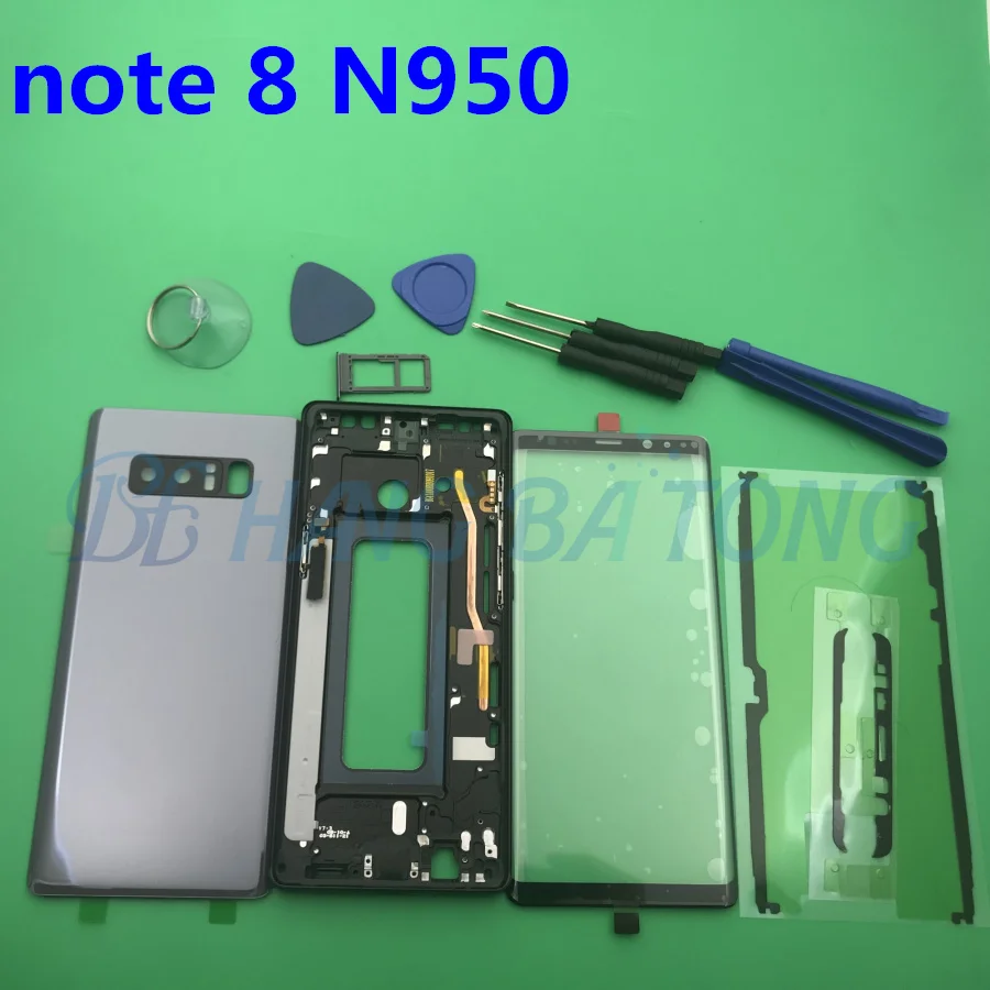 

note8 Full Housing Case Back Cover + Front Screen Glass Lens + Middle Frame For Samsung Galaxy Note 8 N950 N950F Complete Parts