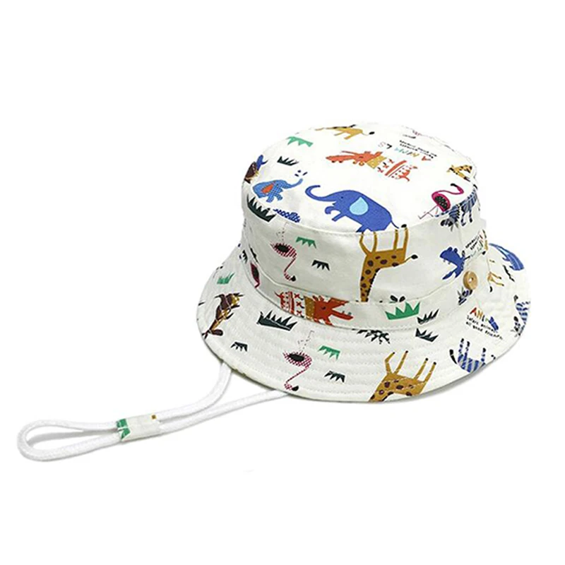 

1-6T Baby Sun Hat Cartoon Animals Print Bucket Children Summer Panama Caps Baby Girls Fisherman Hat Kids Boys Bucket Cap