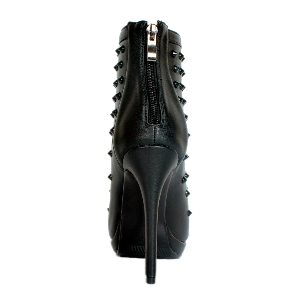 Cuero Peep Botines 2018 De As Toe Mujeres Nuevos Motocicleta Showed Las Tobillo Remaches Del Zapatos Altos Tacones La Color Otoño Negro Botas ZYpzx0