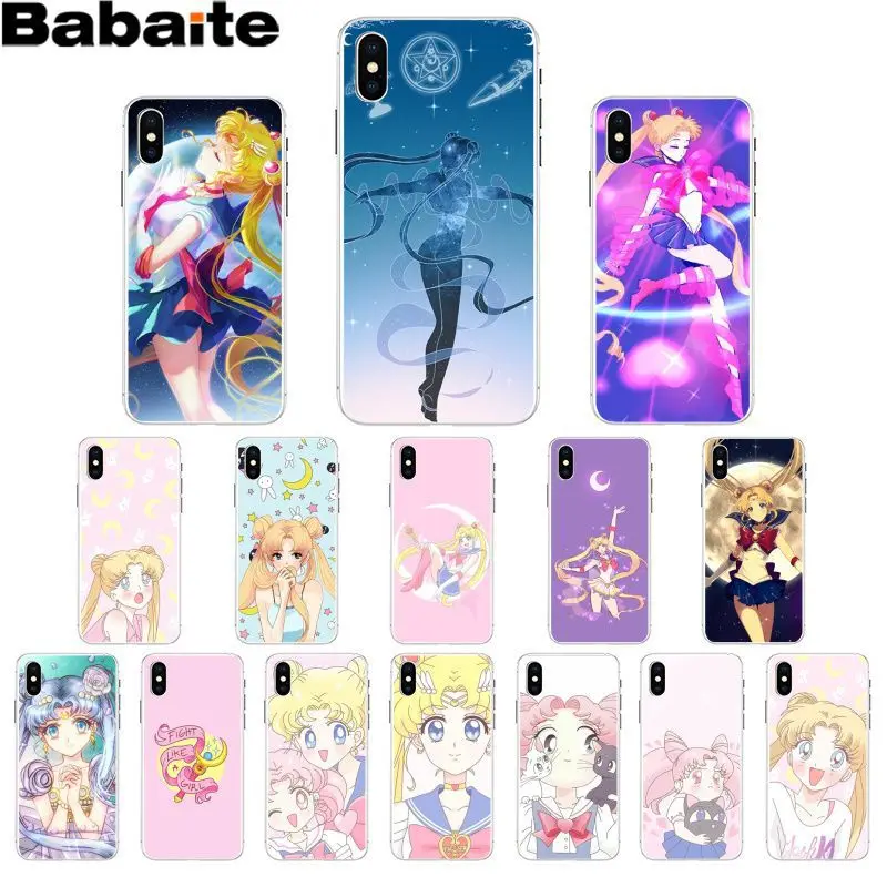 

Babaite girl Sailor Moon Anime Black TPU Soft Phone Cover for Apple iPhone 8 7 6 6S Plus X XS MAX 5 5S SE XR Mobile Cover