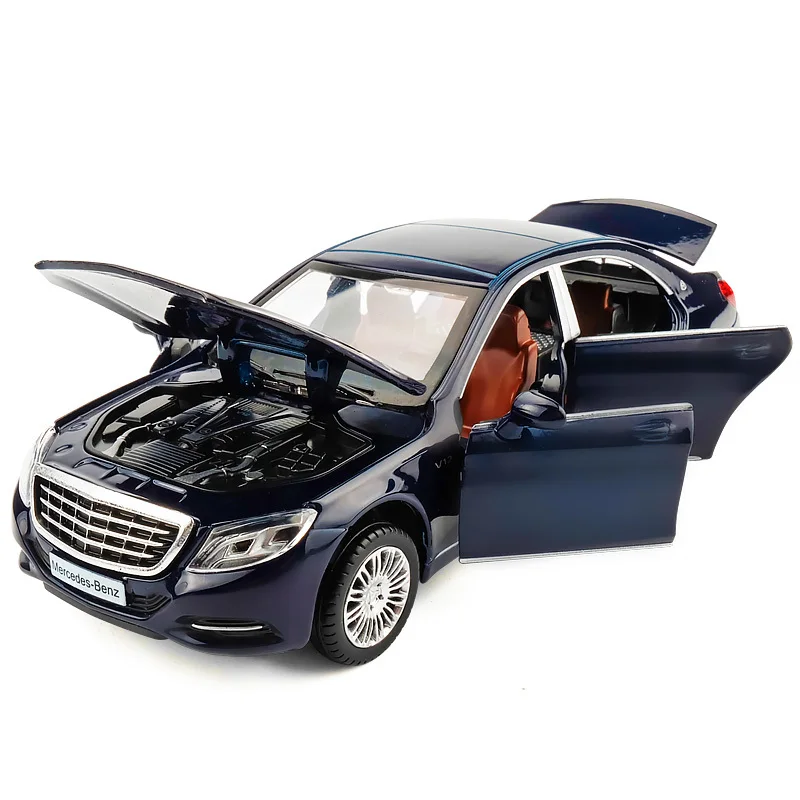 1/32 Maybach S600 литые под давлением металлические модели автомобилей, игрушечный автомобиль с имитацией, светильник с музыкой, 6 дверей, можно открыть, подарки для детей