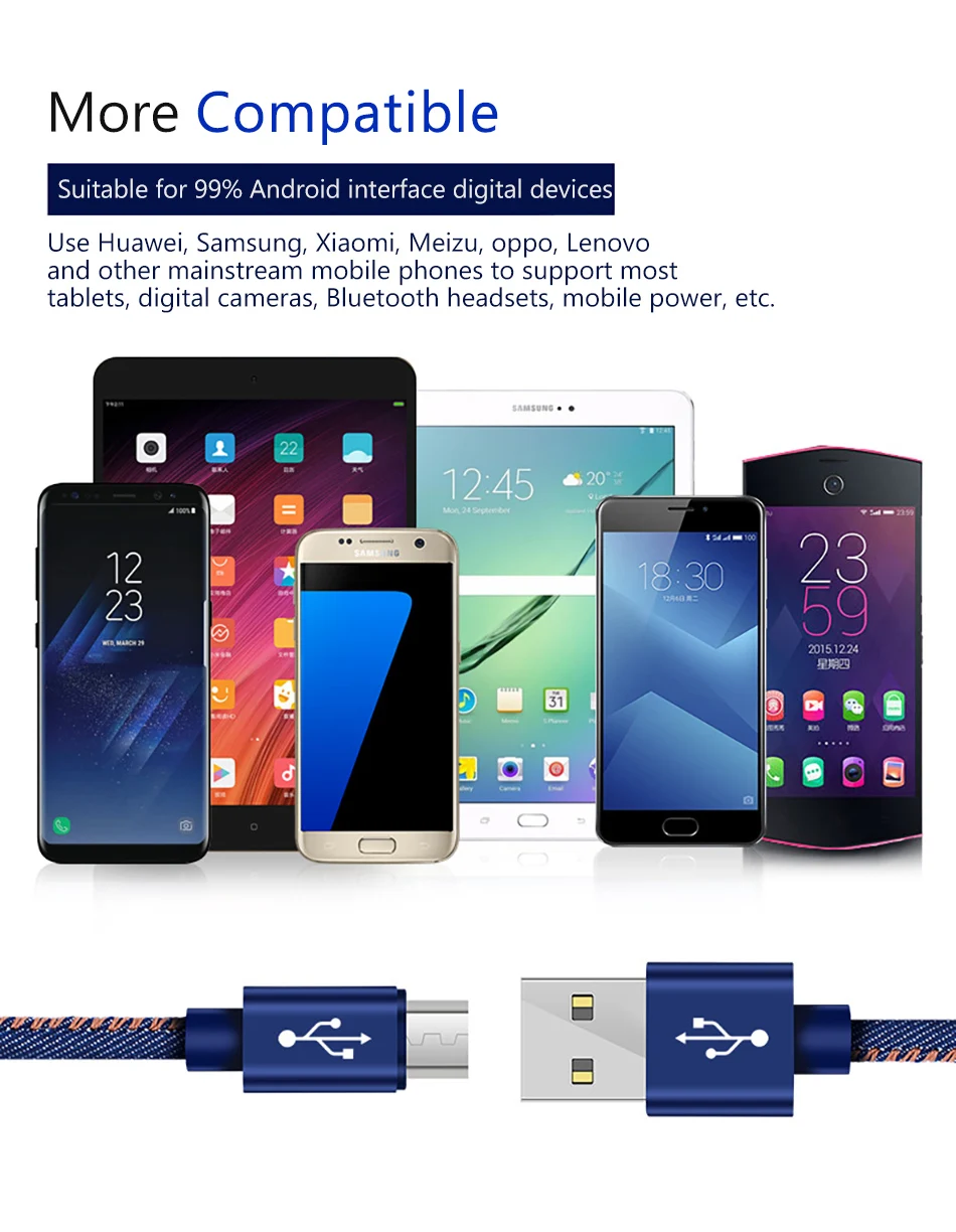 Cowboy Braid Micro USB Charging Sync Data Cable Andriod For Samsung S6 Xiaomi Redmi Note 4X Phone Long Charger Cables 12M (7)