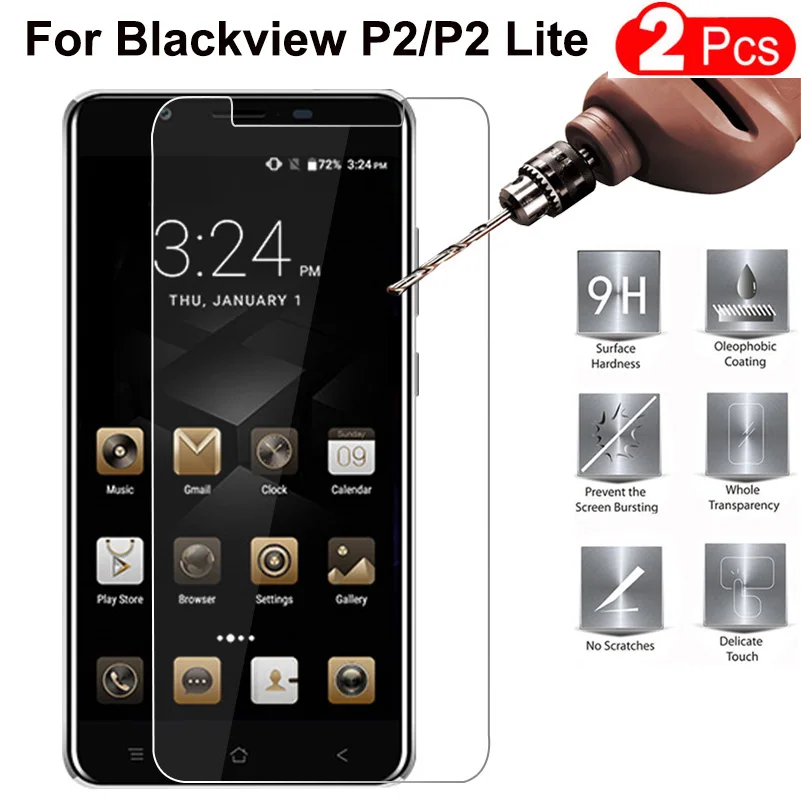 Закаленное стекло для Blackview P2 2 шт. Защита экрана Lite усиленная Защитная пленка 5