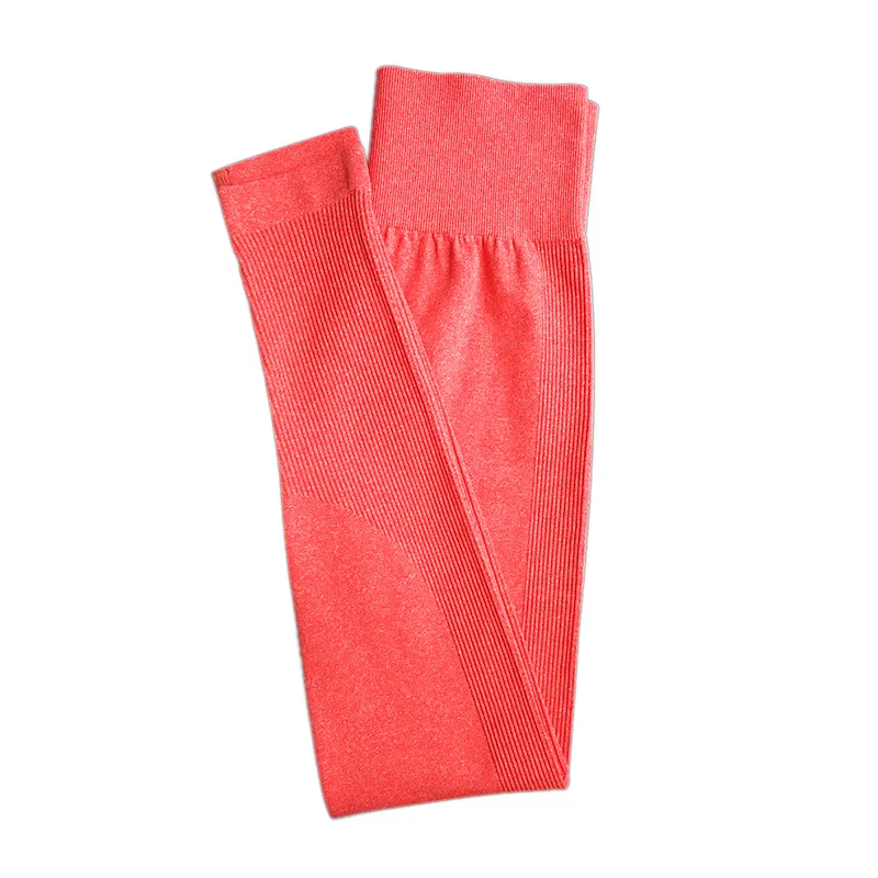 Coral Red Обтягивающие штаны с высокой талией и контролем живота, леггинсы для спортзала, Женские Бесшовные Спортивные Леггинсы для фитнеса, тренажерного зала, йоги, спортивные штаны для женщин - Цвет: Coral Red