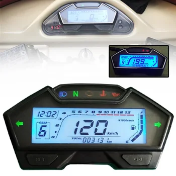 

For Universal Motorcycle 8-22 Inch Wheel 1PC Speedo Odo Tacho Meter Gauge MPH Fuel Gear Left/Right LED Indicator Mayitr