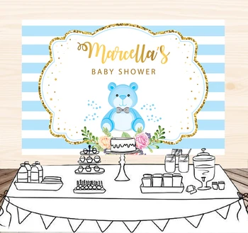 

BEIPOTO Blue stripes backdrop for Photography girl birthday party banner bear flower baby shower customize background B-202