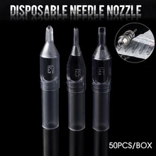 Товары для тату 50 шт./кор. стерильные серые короткие Пластик Одноразовые Иглы для тату-машинок насадки круглый и плоский RT футов для татуировки, боди-арт