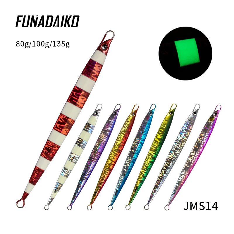 Iscas de Pesca Jig de Metal Funadaiko Lote Lento Pescs Jigging Jig Isca Artificial Pesca 80g 100g135g Velocidade 5 Pçs –