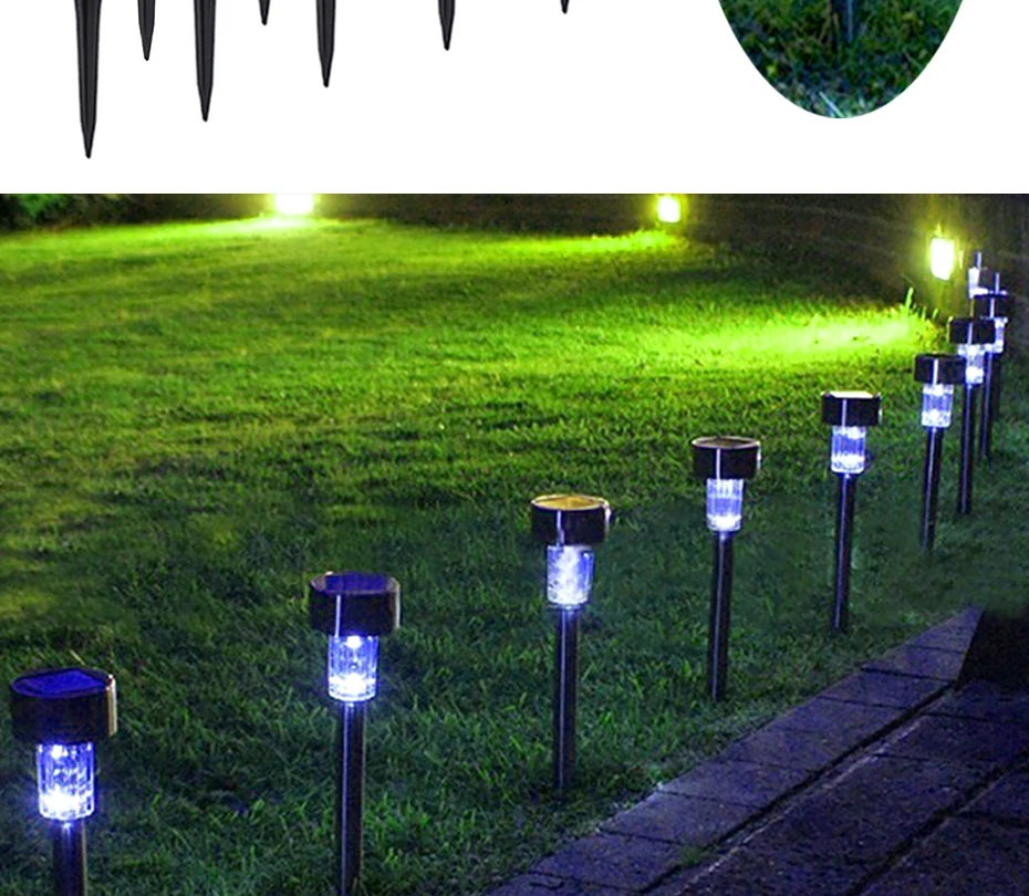 Lâmpada do Gramado Sistema de Energia Luminaria para a Decoração do Jardim Luz ao ar Solar Livre Alimentado Caminho Luzes Iluminação Rua 10 Pçs Led 4 light street