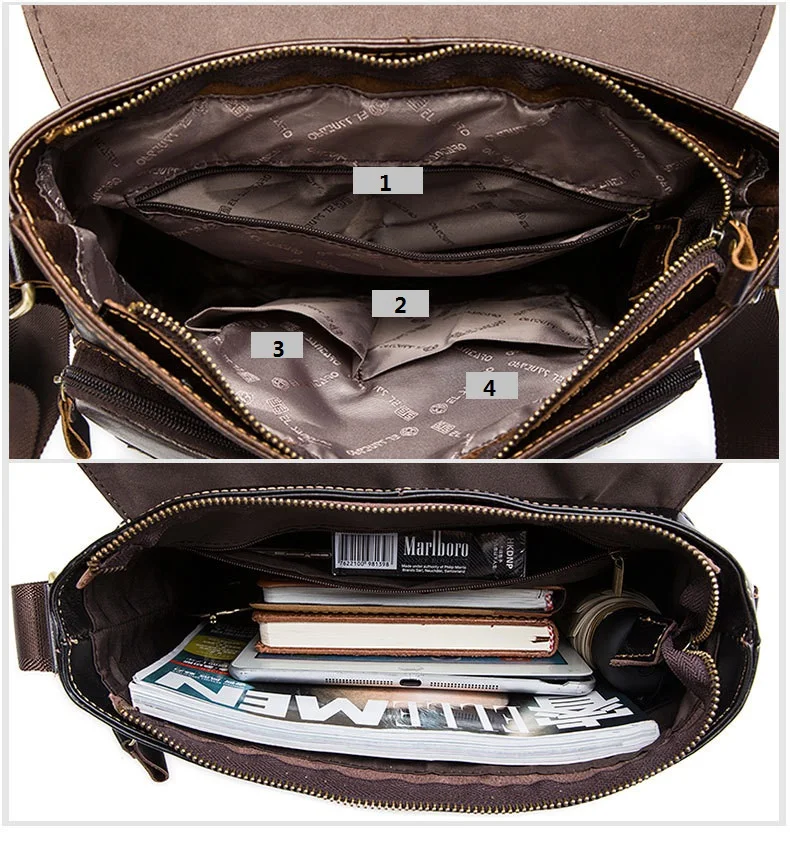 MJ Men's Bags High Quality Genuine Leather Messenger Bag Male Bags Original Real Leather Crossbody Bag Shoulder Handbag (4)