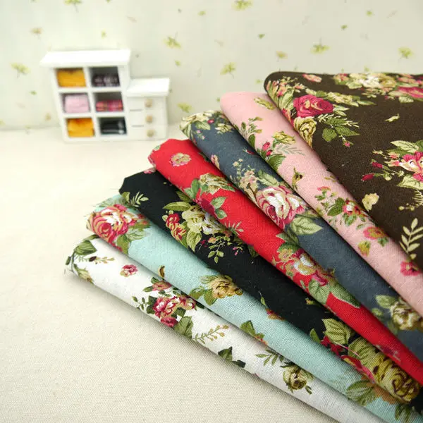 Винтажная роза льняная ткань шикарная Роза бабочка хлопок льняная ткань цветочный пэчворк стеганая ткань 1 метр Ширина 140 см