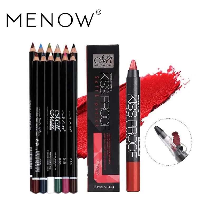 

MENOW Brand Make up set 12 Color Eye shadow Eyeliner & Kiss proof Matte lipstick Cosmetic Kit whole drop ship free ship 5396