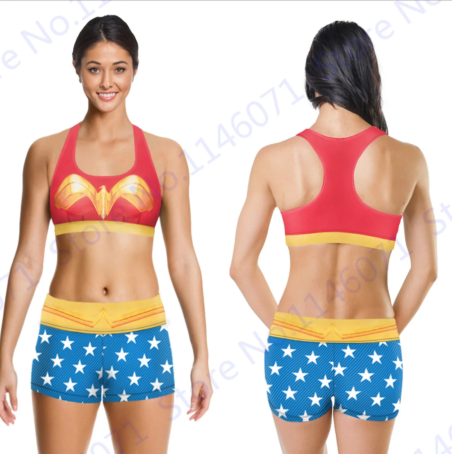 Wonder Woman Sports Bra DC Comics Halloween Cosplay Costume Workout Running Yoga