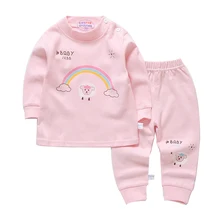 Комплект одежды для сна для малышей от 6 до 24 месяцев, детские пижамы, хлопковая одежда для сна для маленьких мальчиков и девочек, комплект для сна с круглым воротником для детей