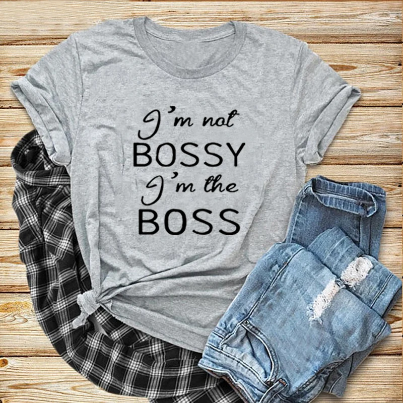 Женская футболка I'm Not Bossy I Am The Boss Tumblr Повседневная летняя со слоганом гранж топы